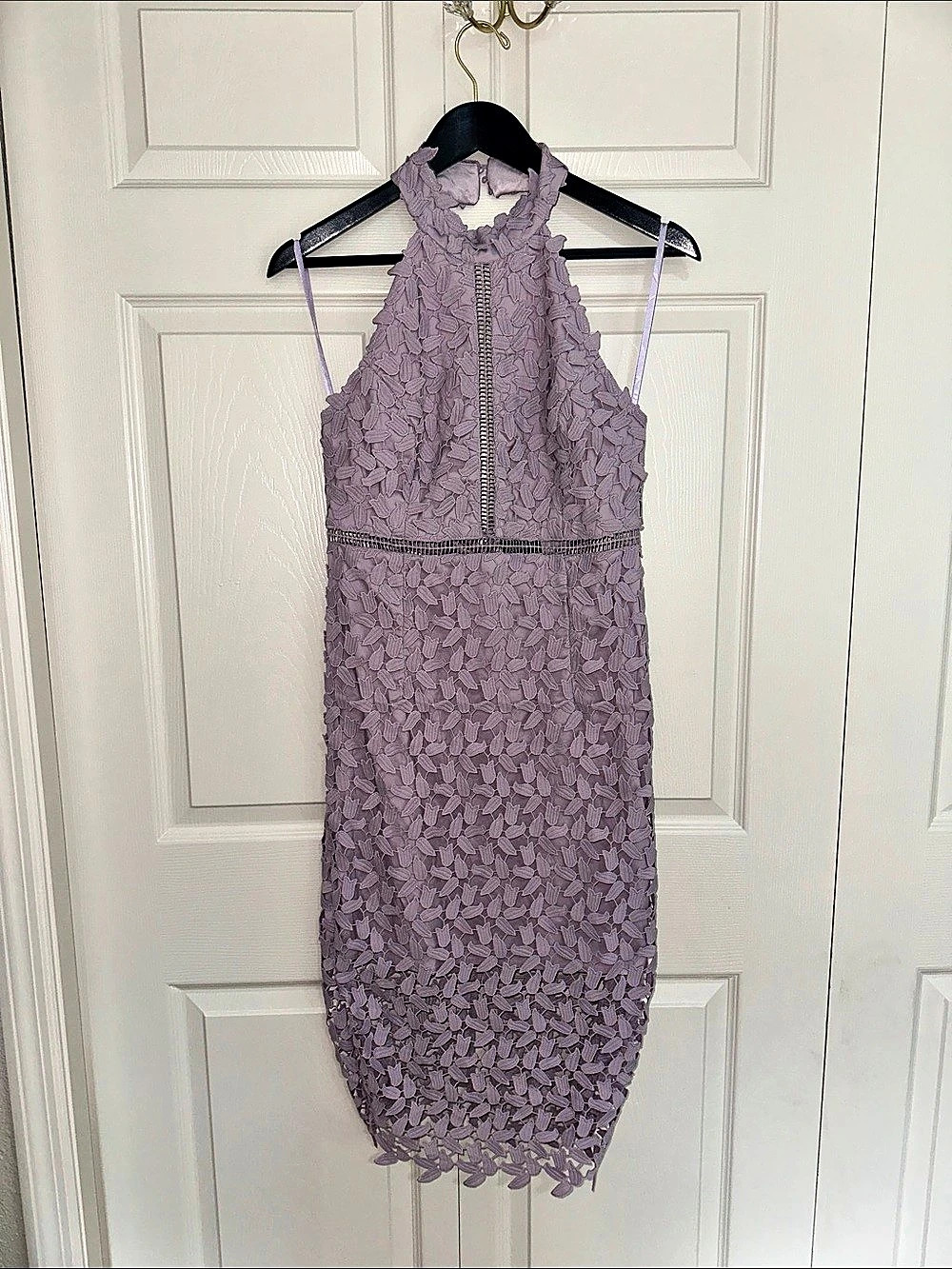 Bardot Floral Lace Midi Dress in Purple Size 8/M